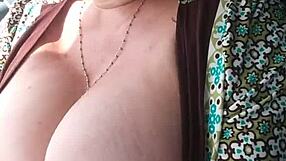 girl hops in truck flashing close-up pussy grope and spread