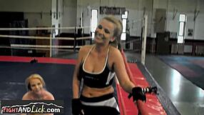 European lesbian babes grapple passionately in athletic panties wrestling