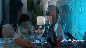 Bed time whispers lead to milf mother-in-law pussy licking and scissoring with gia