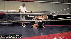 European lesbian babes grapple passionately in athletic panties wrestling