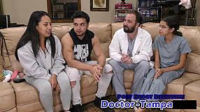 Hey Mia and Xander, ready for Dr. Tampa's intense gyno exam backstage?