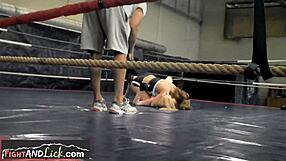 European lesbian babes grapple passionately in athletic panties wrestling