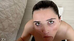 Pixiee Little Cute British Coed Guzzles Huge Monster Cock Blowjob Ends in Massive Facial Cumshot Blast on Pretty Natural Tits