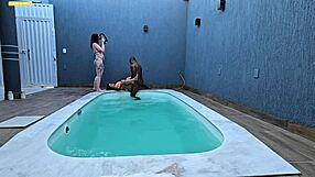 She called for pool fun but craved raw fucking on camera outside