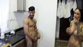 tattooed brunette drilled in double penetration with monster cocks creampie.