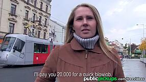 hot euro blonde picked up on street for outdoor blowjob fun