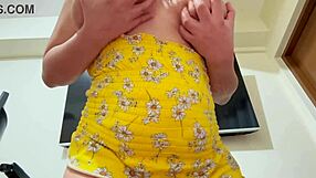 Chubby amateur Asian BBW bounces huge natural tits and big nipples in homemade POV