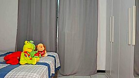 Peeking at new stepdaughter naked behind curtain