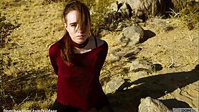 brooke johnson drinks piss endures hard caning and brutal facesitting rimjob on desert rocks?