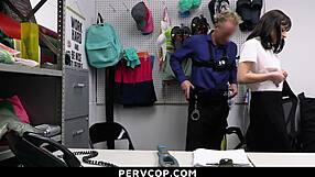 Hey cutie shoplifter teen caught bent over doggystyle punished pervcop office