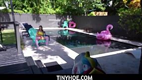 tiny latina violet gems stuck under desk gets fucked hard by stepbro while he works