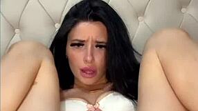 Slutty college exchange student squirts hard fingering her wet pussy on webcam