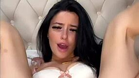 Slutty college exchange student squirts hard fingering her wet pussy on webcam