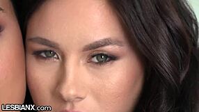 two gorgeous brunettes share wild intense lesbian orgasm lesbianx