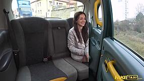 Fake taxi shy brunette wants rough pussy fuck and stretching after cab dropoff