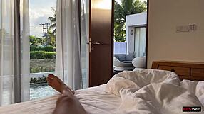 nurse wife bends over villa pool for pov creampie pussy pounding