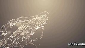 Beautiful centerfold bombshell fills tight pussy with hot pee explosion