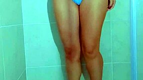 COLLEGE BABE'S BRAZILIAN THONG SHOWER TEASE WET PUSSY MASTURBATE ORGASM