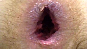 check out her gaping asshole stuffed with huge dildo plus hairy pussy fingering to clit orgasm