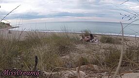 french milf teacher slurps stranger cock on nude beach till cumshot