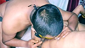 Heart pounding as desi bhabhi moans from wet hairy pussy licking