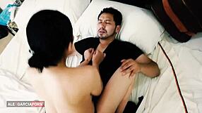 Skinny latina milf Ceci Cortez deepthroats AlexGarciaPorn's monster cock then rough creampie quickie