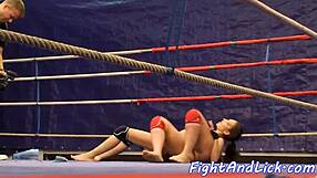 Busty Beauties Wrestle Naked Bodies Slick in Steamy Ring
