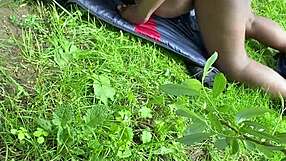 titties bounce wild in missionary fuck deep in the forest outdoors!