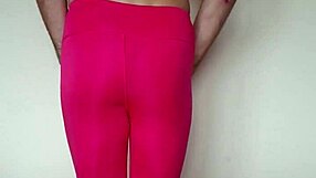 Pink Leggings Hug Tight Workout Ass Close Up!