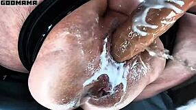 fat mama's big hairy pussy stretched by monster cock till squirt