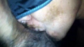 mexicana carmen kneels sucking hard cock deep for oral sex pleasure.