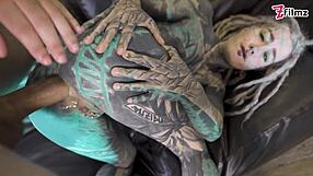 Tattooed Petite Goth Girl Takes Monster Cock Ass to Mouth Doggystyle Facial Cumshot