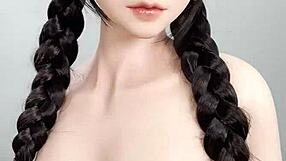 Fucking asian fuck doll bends over for intense sex doll pounding