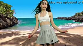 Curvy Beach Dancer Flashes Big Pussy Lips No Panties